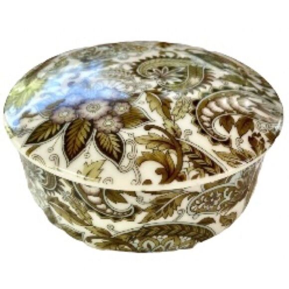 ROYAL CROWN Japan Trinket Jewelry Box Round Floral 4.5 x 1.75 x 2.25 inches - Picture 1 of 6